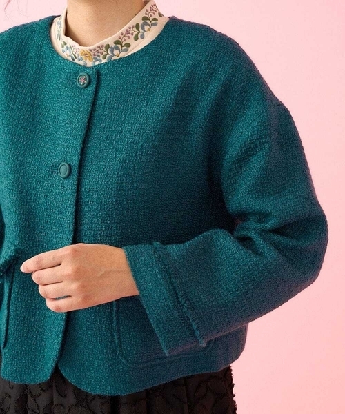 新品未使用　Jocomomola 刺繍ノーカラージャケット Jocomomola（ホコモモラ） ジャケット ノーカラージャケット Laberinto