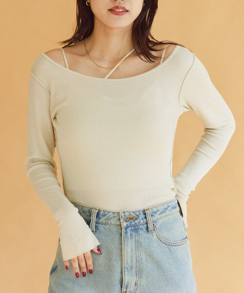 tシャツ シャイニーキャミセットシアーカットソー レディース セール】シャイニーキャミセットシアーカットソー（Tシャツ
