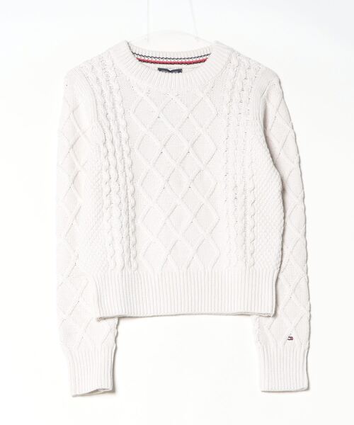 ニット セーター W CABLE PETIT C- NK SWEATER レディース TOMMY HILFIGER ニット セーター W CABLE PETIT C- NK SWEATER
