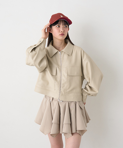 Miーje（ミジェ） ブルゾン アウター コンパクトレザージャケット