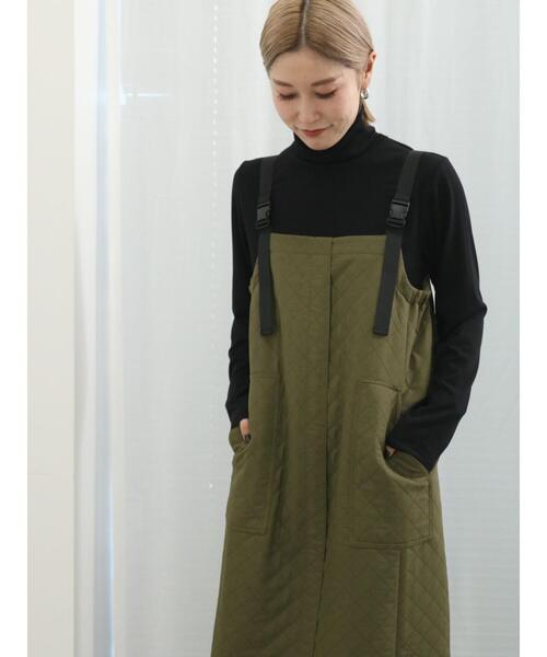 「Samansa Mos2 blue」 サロペットスカート F カーキ レディース_画像9