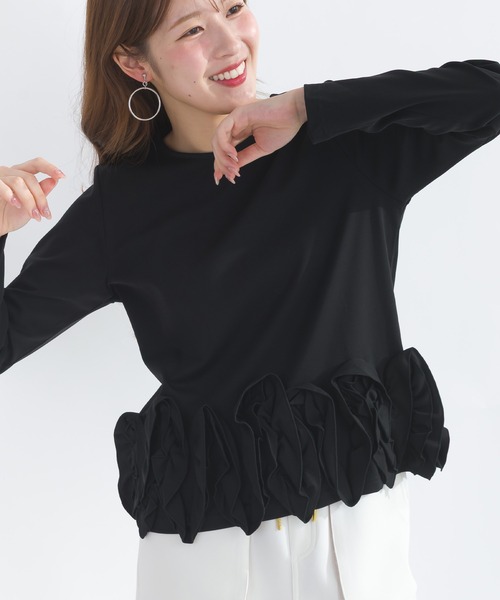 tシャツ 裾フリルプルオーバー レディース