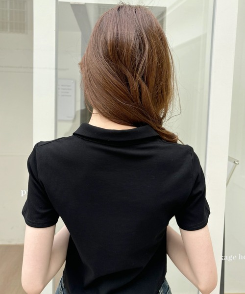 tシャツ エイプリルの丸衿「カットソー」 レディース Ada. tシャツ ダブルジップ ギャザーデザイン 襟付きカットソー