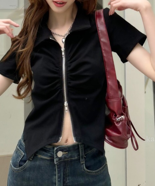 グレー　トップス　ＸＬ　肩だし　ファスナー　カジュアル VICKYのトップスの商品一覧|レディースファッション通販のJ