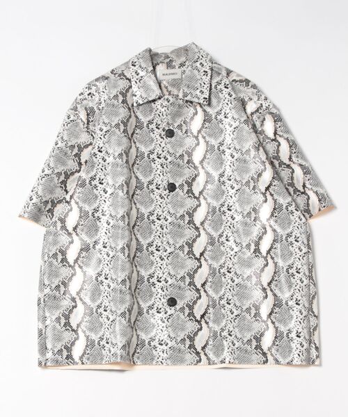 シャツ a.p.o.v. パイソン柄合成皮革オーバーサイズシャツ メンズ