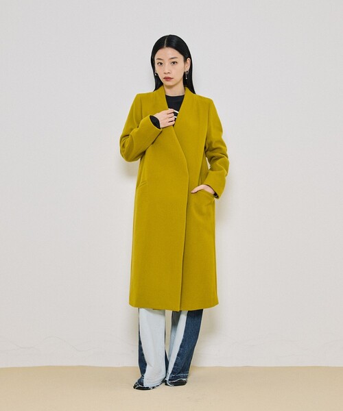 「UNITED TOKYO」 ノーカラーコート 1 グレー レディース_画像5