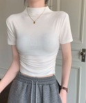 tシャツ 半袖 サイドギャザー モックネック ...の詳細画像1