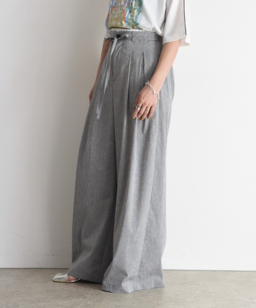 amachi. Elevation Pants 5 グレー ワイドパンツ Eimee Law（エイミーロウ） ワイドパンツ パンツ ツータックハイ
