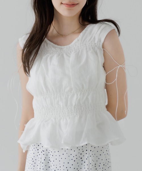 ブラウス シャツ shirring blouse（シャーリングブラウス） レディースの画像