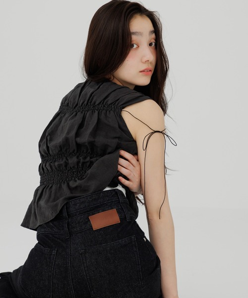 ブラウス シャツ shirring blouse（シャーリングブラウス） レディースの画像