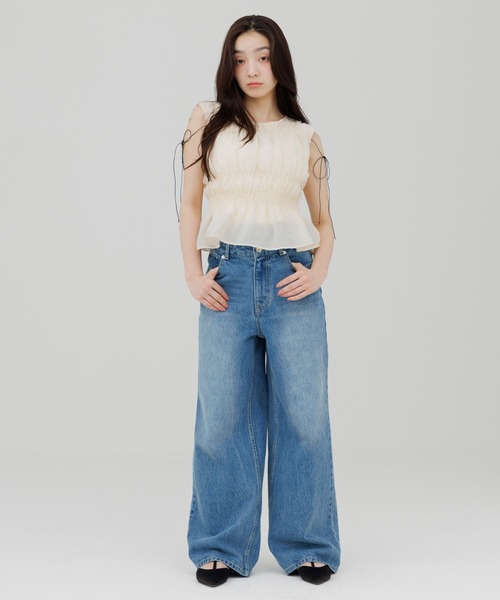 ブラウス シャツ shirring blouse（シャーリングブラウス） レディースの画像