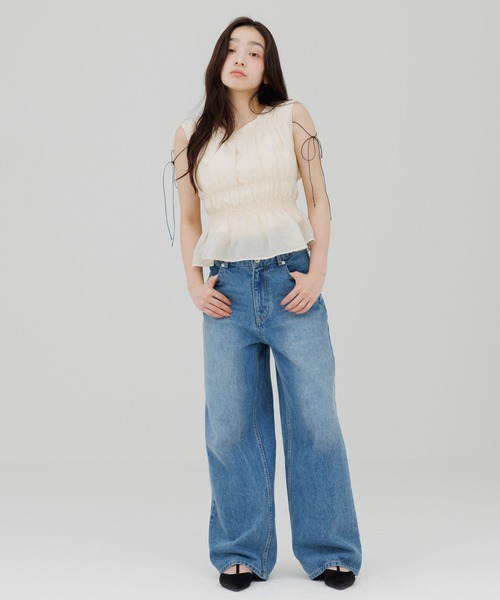 ブラウス シャツ shirring blouse（シャーリングブラウス） レディースの画像