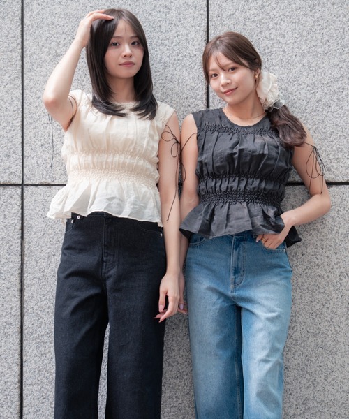 ブラウス シャツ shirring blouse（シャーリングブラウス） レディースの画像