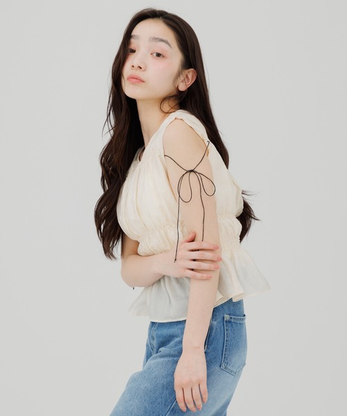 ブラウス シャツ shirring blouse（シャーリングブラウス） レディースの画像