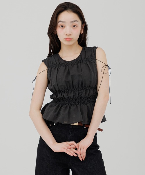 ブラウス シャツ shirring blouse（シャーリングブラウス） レディースの画像