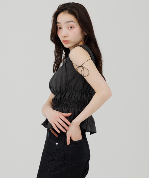 ブラウス シャツ shirring blouse（シャーリングブラウス） レディースの画像
