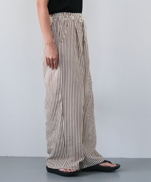 ワイドパンツ パンツ ストライプイージーパンツ レディース : ZOZOTOWN