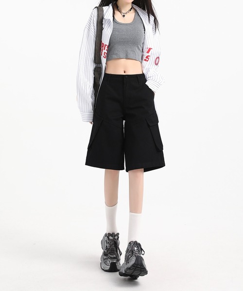 DT♪ FIDA カーゴスタイルのバミューダ ショートパンツ 関税込 aimoha パンツ ハイウエストカーゴスタイル バミューダショート