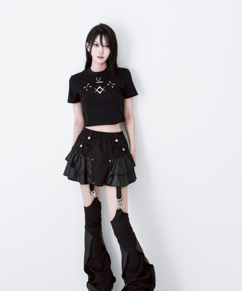 REFLEM tシャツ 「REFLEM/レフレム」レース切替クロップドT