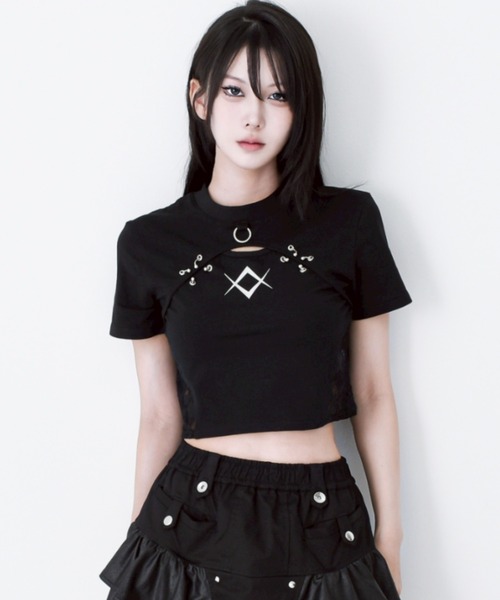 REFLEM tシャツ 「REFLEM/レフレム」レース切替クロップドT