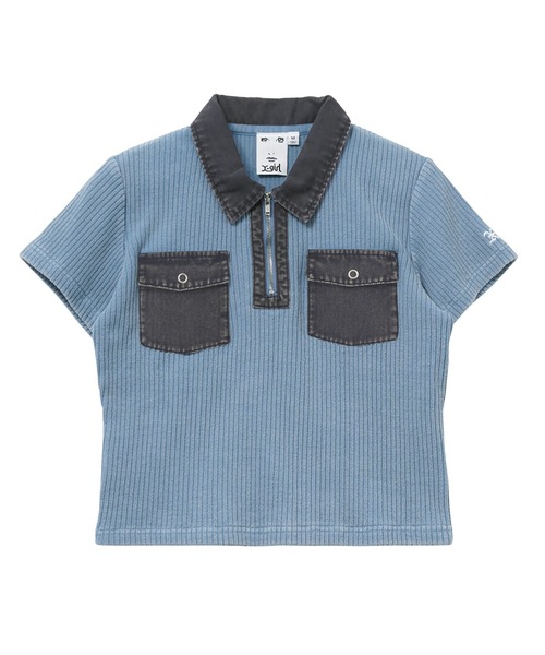 ポロシャツ ポロ FADED WOVEN MIX TOP レディース