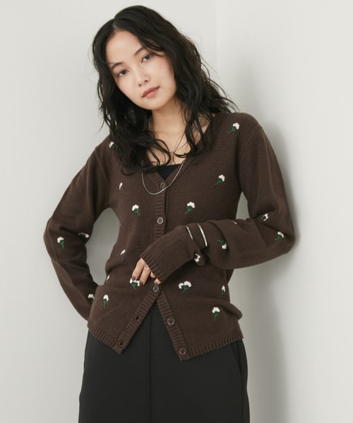 Aunt Marie's（アントマリーズ） カーディガン フラワー刺繍