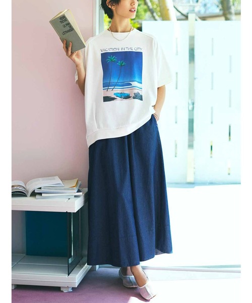 IEDIT（イディット） tシャツ 永井博さんコラボ VACATION IN