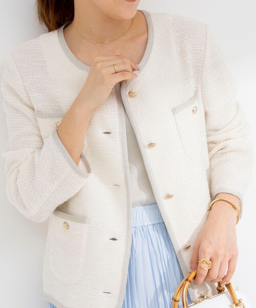 NOLLEY'S sophi ノーカラージャケット ホワイト NOLLEY'S Sophi 「NOLLEY'S Sophi」 ノーカラージャケット 38