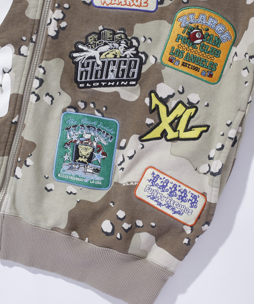XLARGE ジップパーカー ブラウン XL XLARGE パーカー BACKSIDE SLANTED OG ZIP HOODED SWEATSHIRT