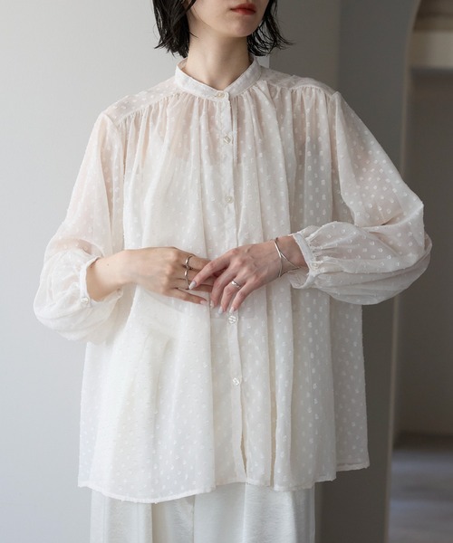 6 ROKU ドット　シアー　ブラウス 6 ROKU(ロク) DOT PRINT SHIRT ドット シアー シャツ 8621-299-0123