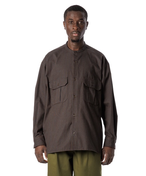 Sandinista（サンディニスタ） シャツ Band Collar Oversized Check