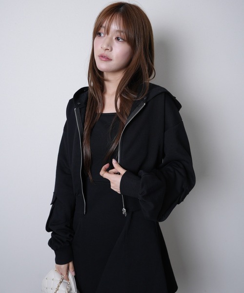 ★ブリーフィング　スウェード　フーディー　レディース　パーカー　黒★ LIP SERVICE（リップサービス） パーカー ファーフードスウェット