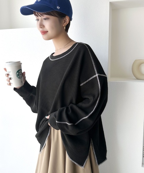「Java」 長(zhǎng)袖カットソー MEDIUM グレー レディース