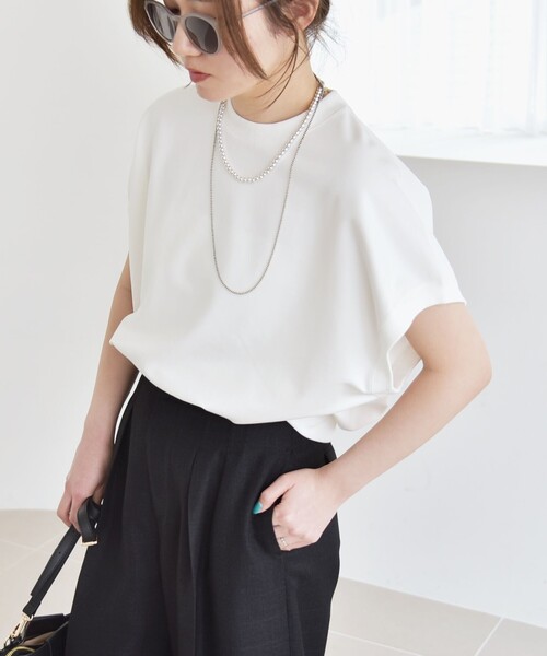 「quaranciel」 半袖カットソー ONE SIZE オフホワイト レディース_画像4