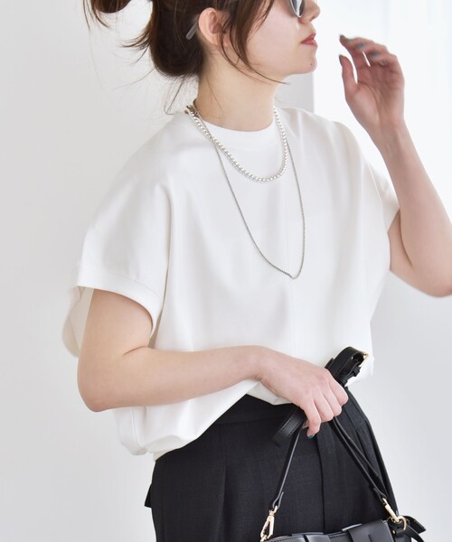 「quaranciel」 半袖カットソー ONE SIZE オフホワイト レディース_画像9