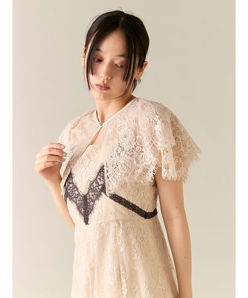 LILY BROWN（リリーブラウン） ドレス ケープ付き2wayレースライン
