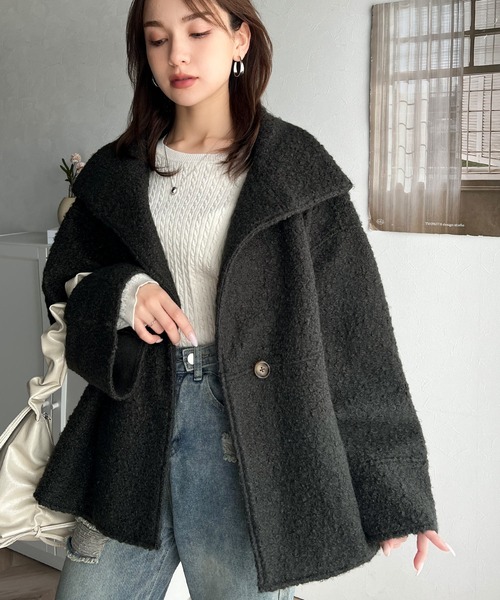 [classicalelf] пальто с отложным воротником LARGE уголь женский 