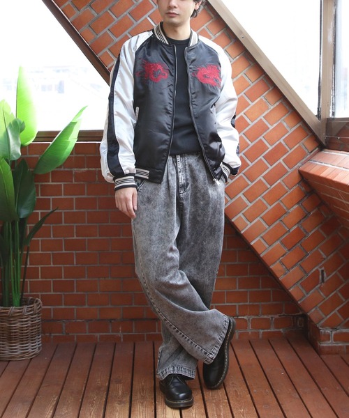 es34 オブザネージュスタイル スカジャン 黒 メンズS パンサー×スカル 8 スカジャン スカジャン/昇龍 メンズ レディース : ZOZOTOWN Yahoo