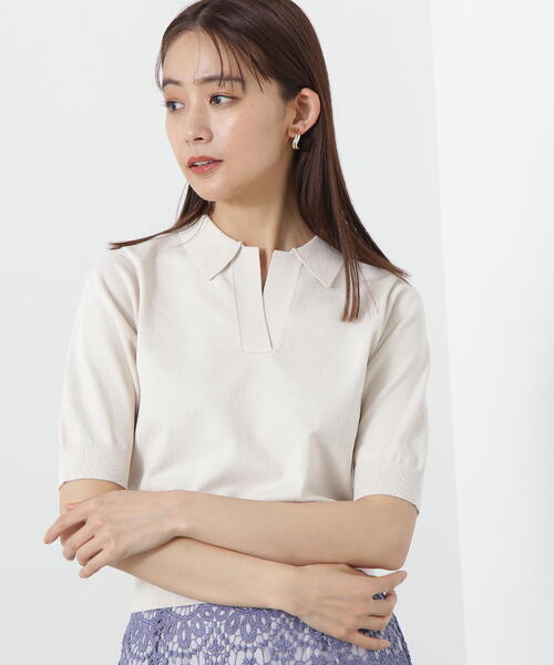 「N.（N. Natural Beauty Basic）」 半袖ニット MEDIUM オフホワイト レディース_画像2