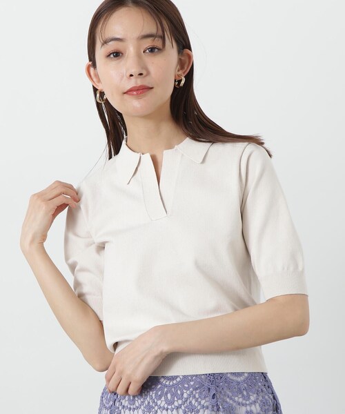「N.（N. Natural Beauty Basic）」 半袖ニット MEDIUM オフホワイト レディース_画像6