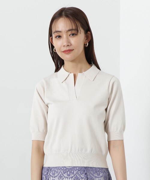 「N.（N. Natural Beauty Basic）」 半袖ニット MEDIUM オフホワイト レディース_画像7