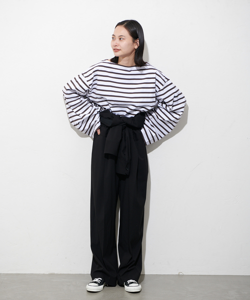 「Le Minor」 長袖カットソー FREE オレンジ レディース_画像9