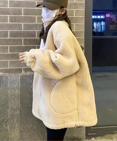 ムートンコート ボアコート ボアオーバージャケット レディース 