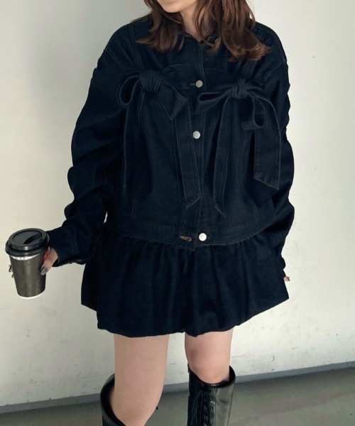 「nemne store」 デニムジャケット SMALL ブラック レディース_画像8