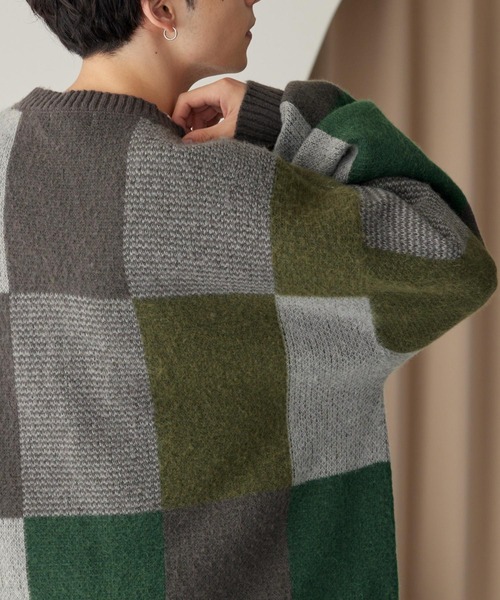 「MONO-MART」 ニットカーディガン M ブルー メンズ_画像3