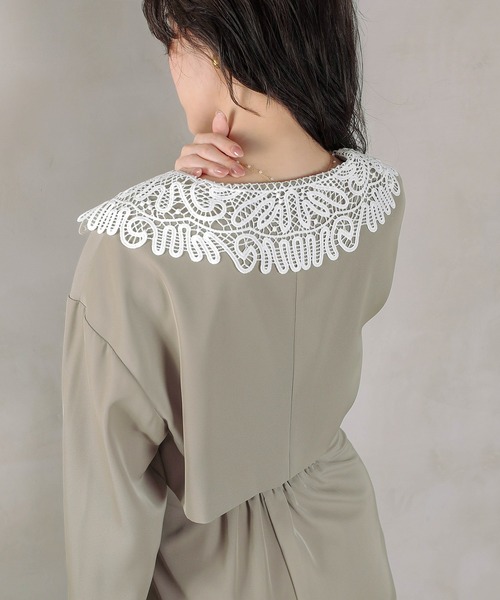 Kana パンツドレス レース ビッグカラー ショート ジャケット ワイド