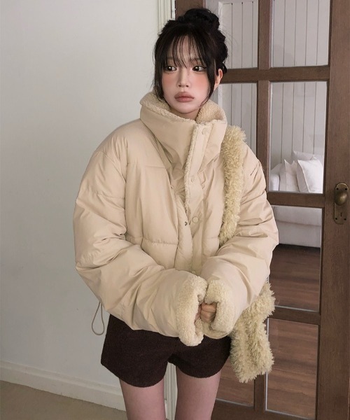 anyonemore コート アウター ボアリバーシブルショートダウン