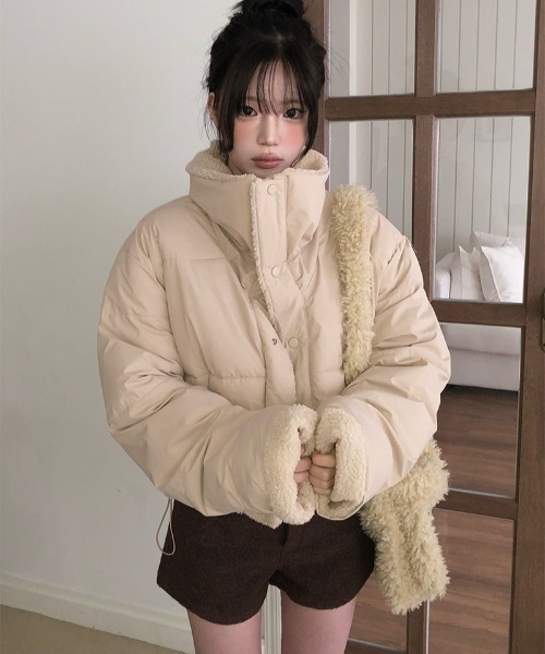 anyonemore コート アウター ボアリバーシブルショートダウン