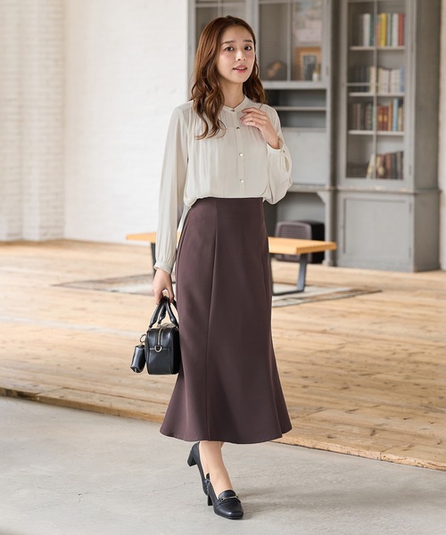 「Honeys」 長袖ブラウス 3L ダークブルー レディース_画像4