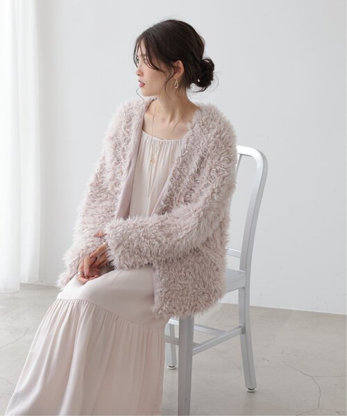 「frames RAY CASSIN」 ノーカラージャケット FREE グレイッシュベージュ レディースの画像3